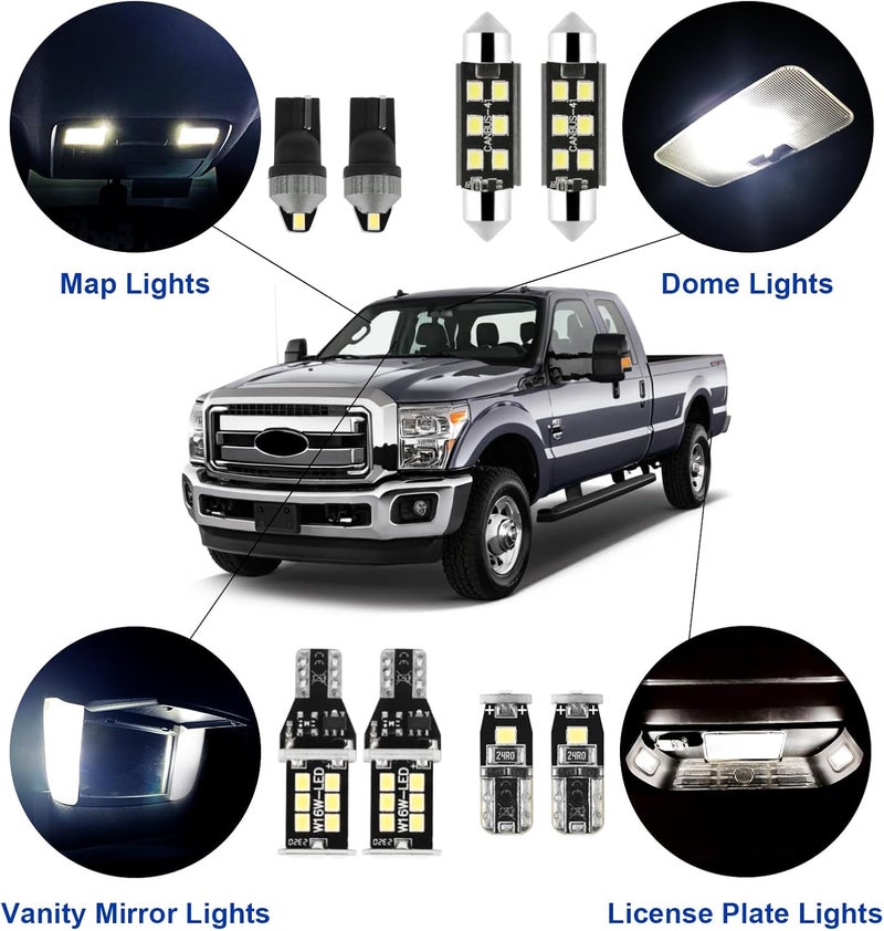 EASY EAGLE LED 14Pcs F250 F350 Car Interior Lights: Super Bright Bulbs for 1999-2016 F-250 F-350 Super Duty 6000K White LED Lighting Package Kit Includes Light Accessories Install Tool - Image 2
